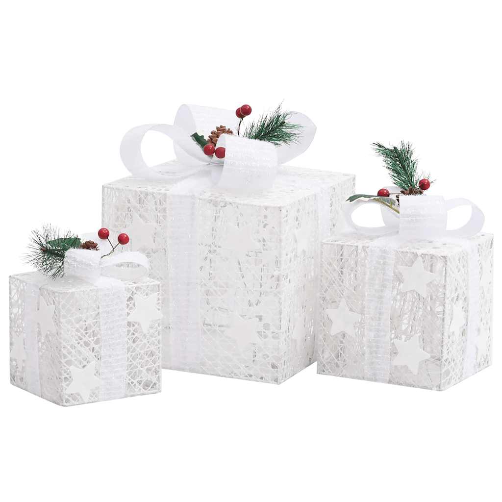 Caixas de presente de natal decorativas 3 pcs int/ext. branco