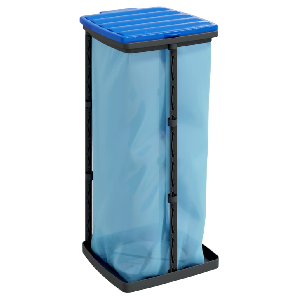 Suportes para sacos de lixo 2 pcs 60 l PP preto e azul
