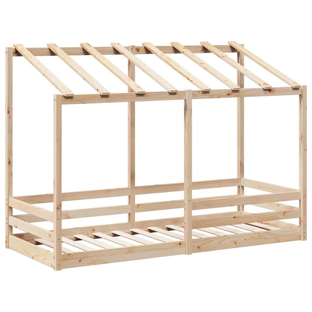 Cama infantil com telhado 90x190 cm madeira de pinho maciça