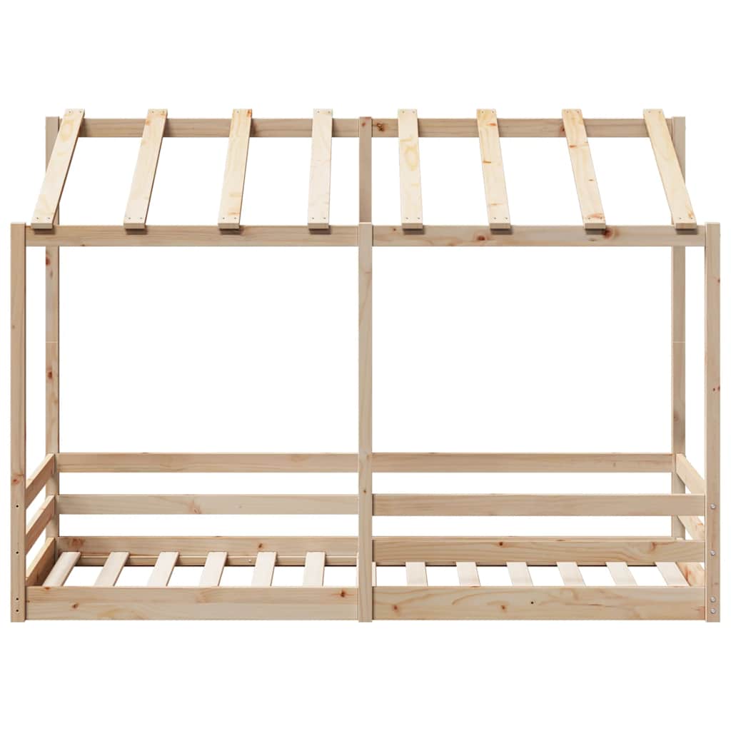 Cama infantil com telhado 90x190 cm madeira de pinho maciça
