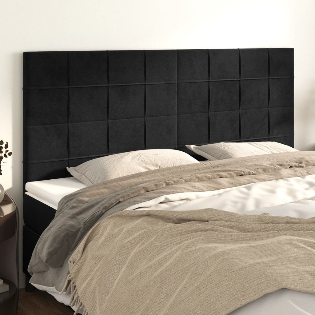 Cabeceira preta 160x5x118/128 cm veludo