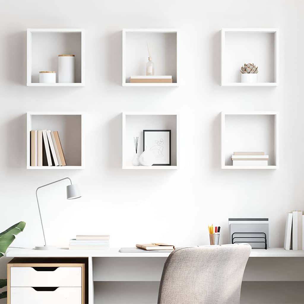 Prateleiras de parede em forma de cubo 6 pcs 30x15x30cm branco