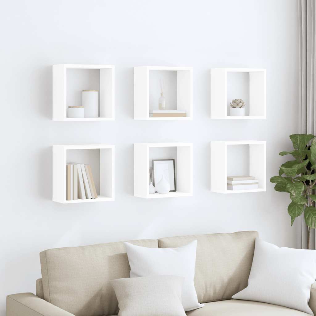 Prateleiras de parede em forma de cubo 6 pcs 30x15x30cm branco