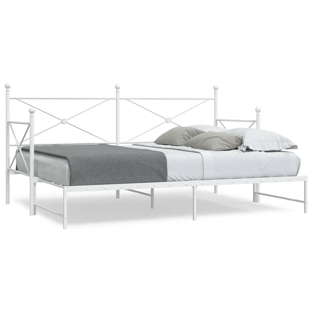 Cama de dia com gavetão sem colchão 90x200 cm aço branco