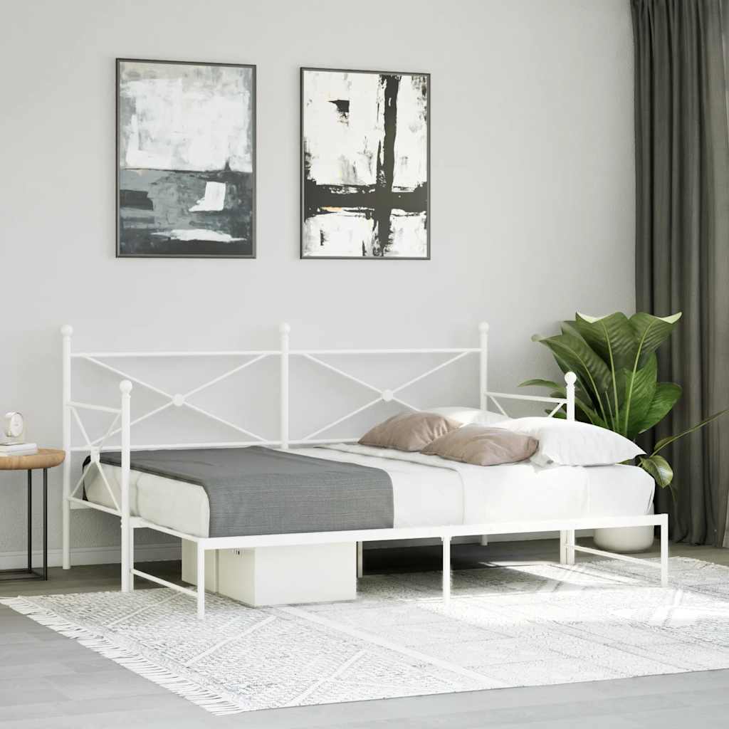 Cama de dia com gavetão sem colchão 90x200 cm aço branco