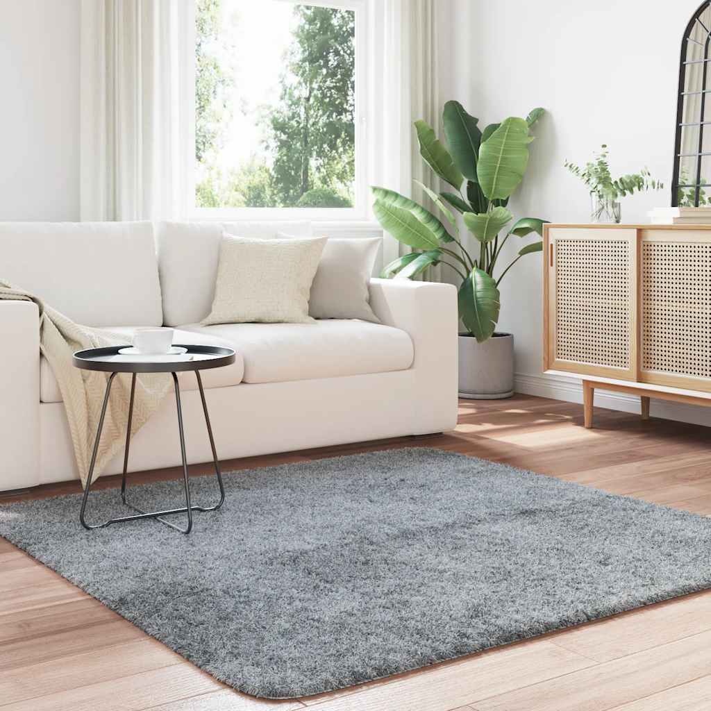 Tapete shaggy de pelo alto navarra 160x160 cm cinzento-claro