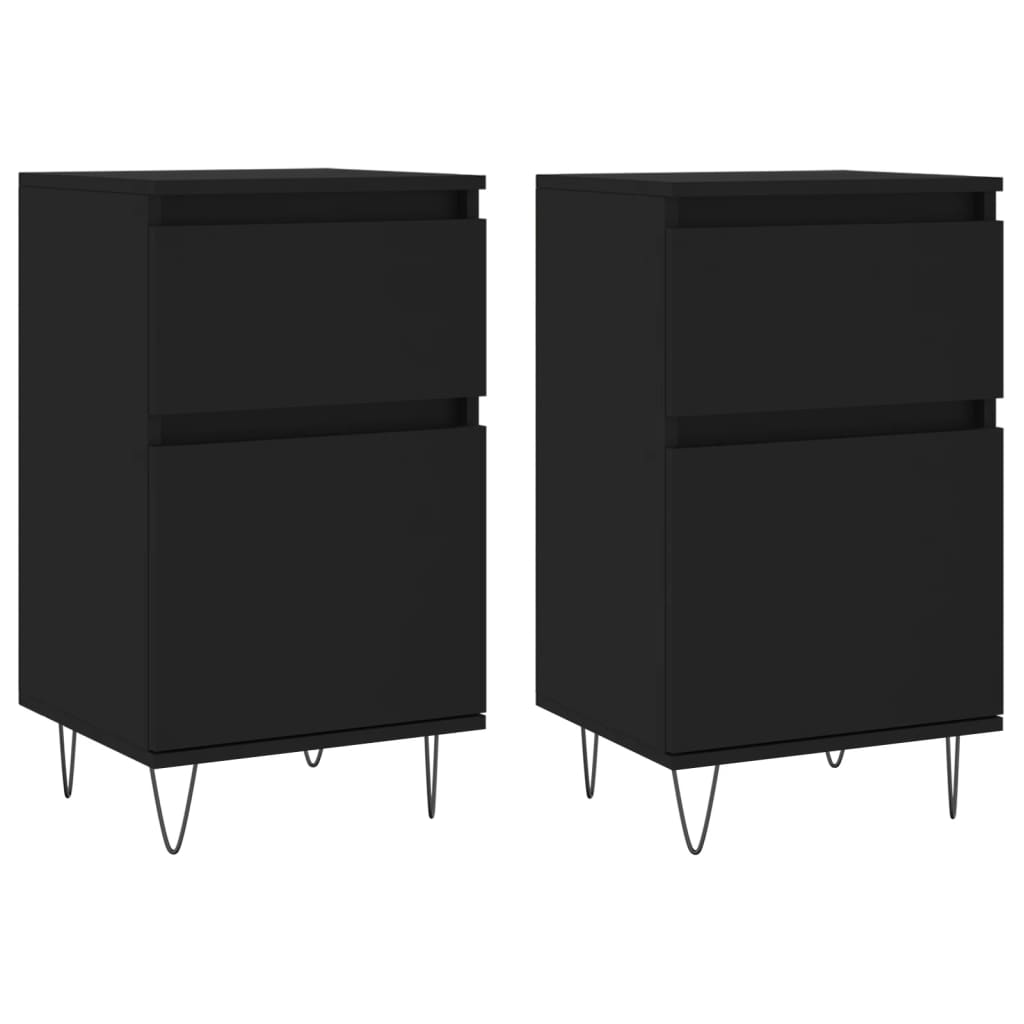 Aparadores 2 pcs 40x35x70 cm derivados de madeira preto