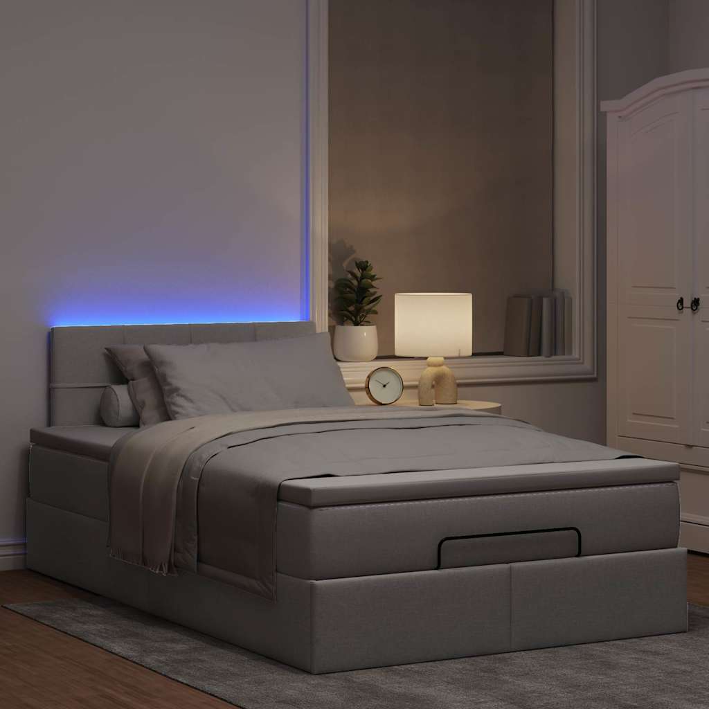 Moldura de cama otomana com tecido cinza 120x200cm