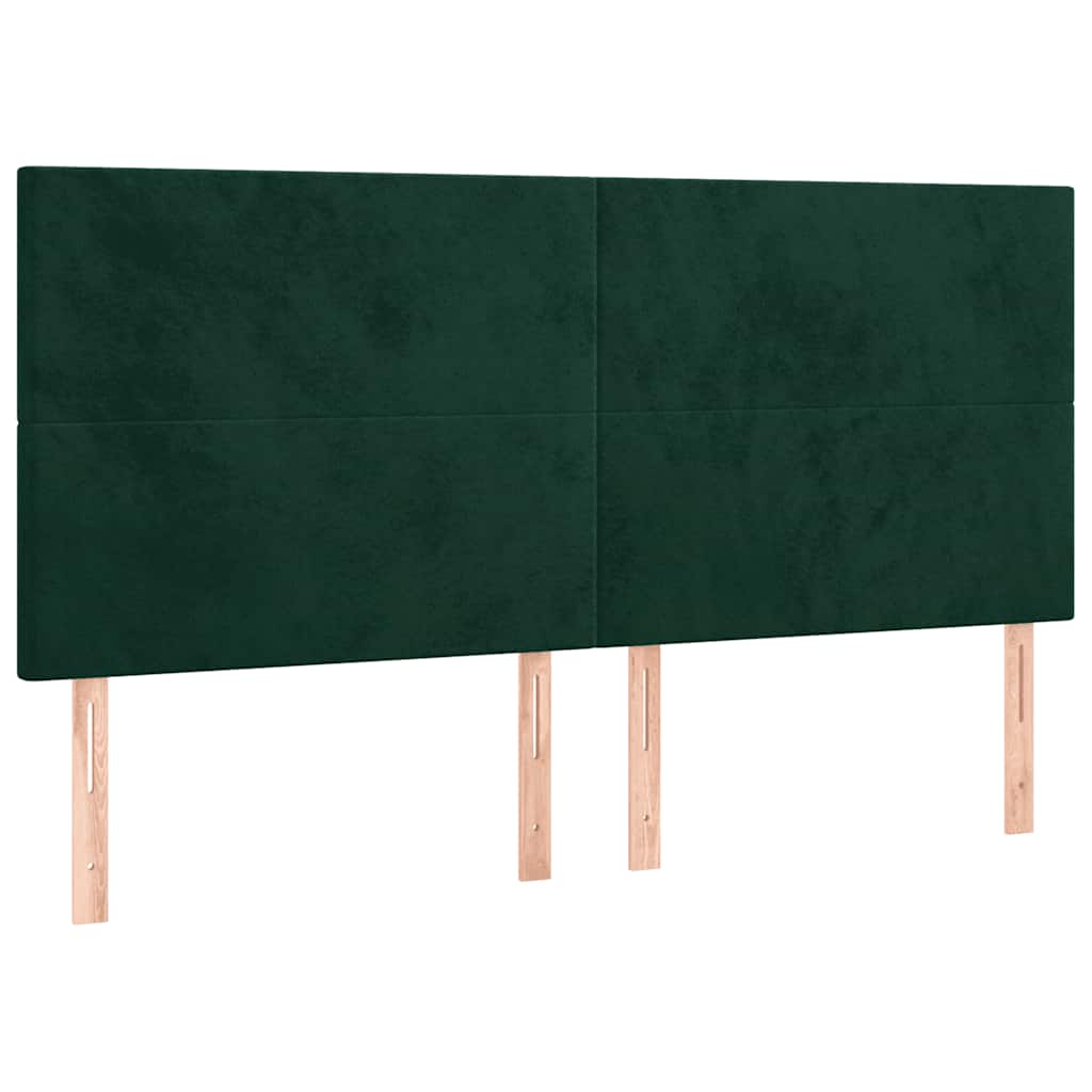 Cabeceira de cama c/ LED veludo 180x5x118/128 cm verde-escuro