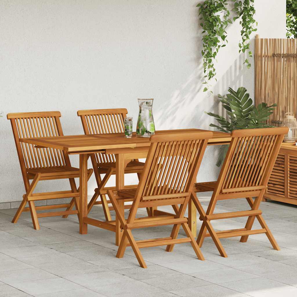 5 Pcs conjunto de jantar para jardim madeira de teca maciça
