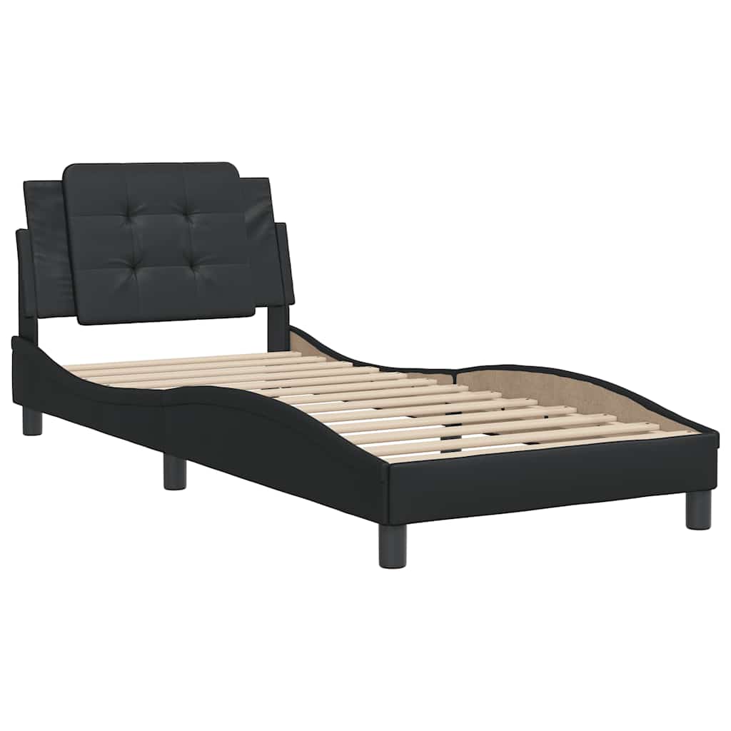 Estrutura de cama sem colchão zadar 100x200 cm couro artificial preto