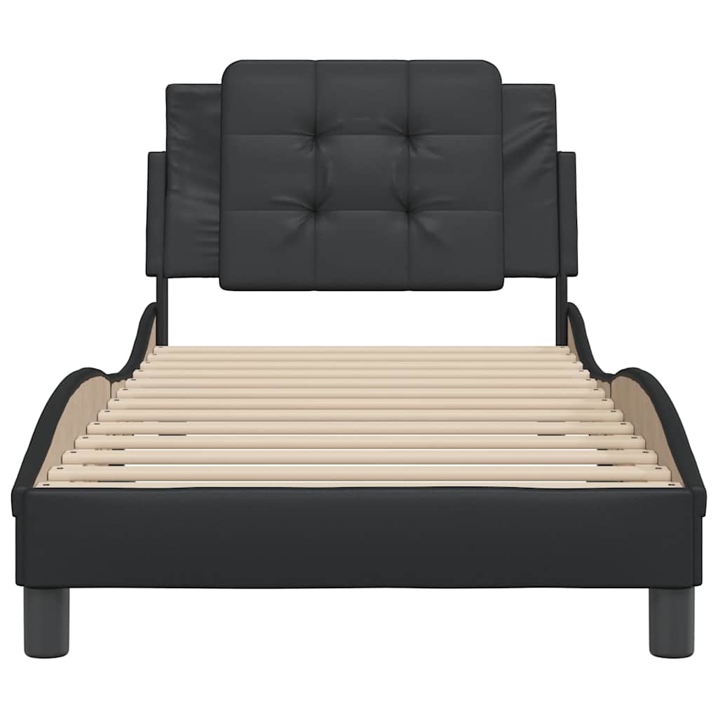 Estrutura de cama sem colchão zadar 100x200 cm couro artificial preto