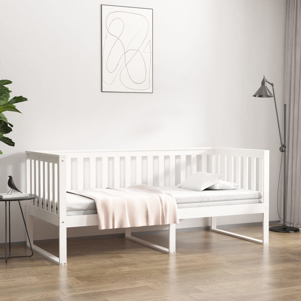 Sofá-cama sem colchão 90x200 cm madeira de pinho maciça branco