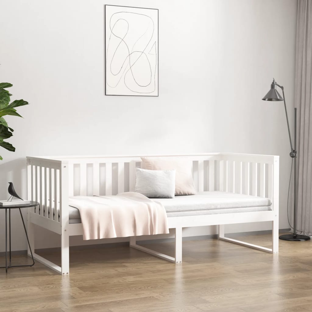 Sofá-cama sem colchão 90x200 cm madeira de pinho maciça branco