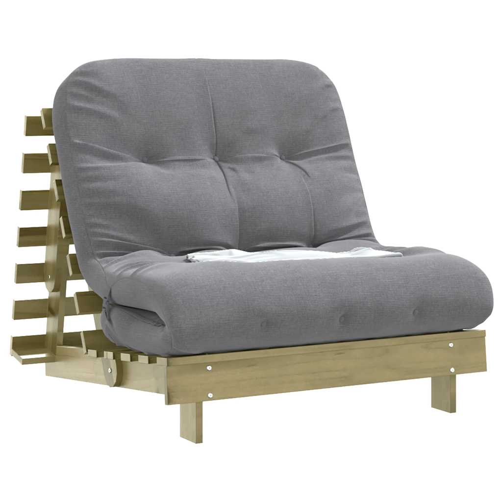 Sofá-cama futon c/ colchão 90x206x11cm madeira pinho impregnada