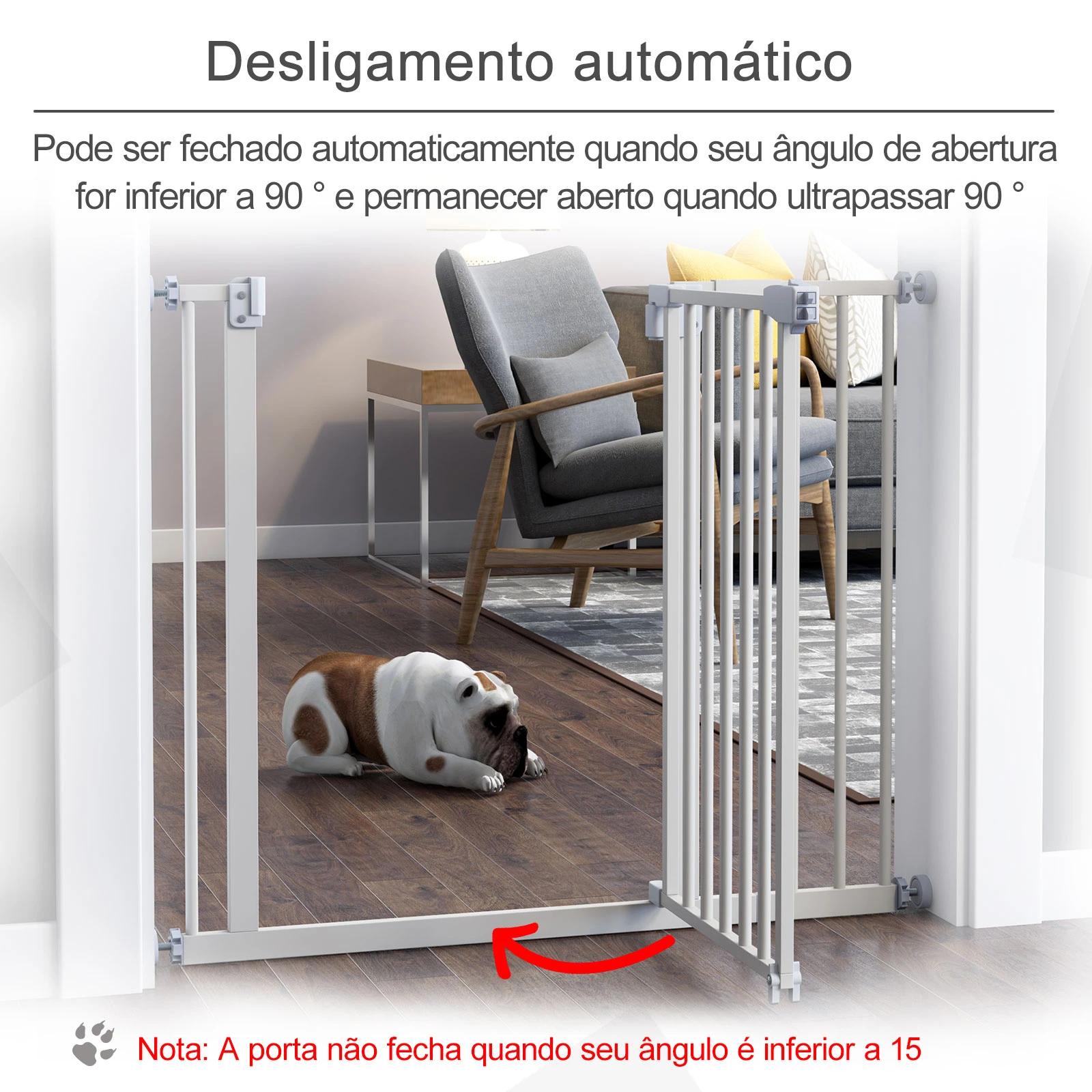 Barreira de Segurança para Animais de Estimação Cães com Extensão de 17,5 cm Sistema de Fechamento Automático 74-97,5x76,2 cm Br