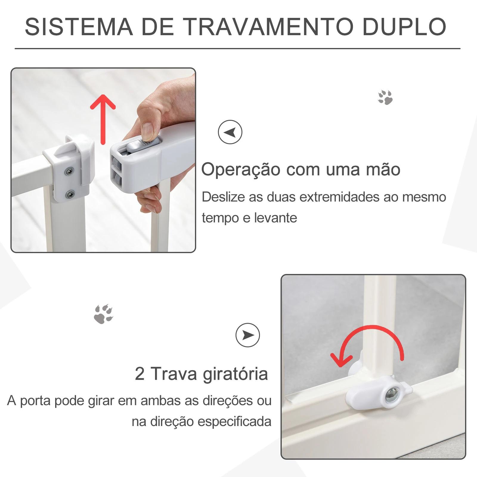 Barreira de Segurança para Animais de Estimação Cães com Extensão de 17,5 cm Sistema de Fechamento Automático 74-97,5x76,2 cm Br