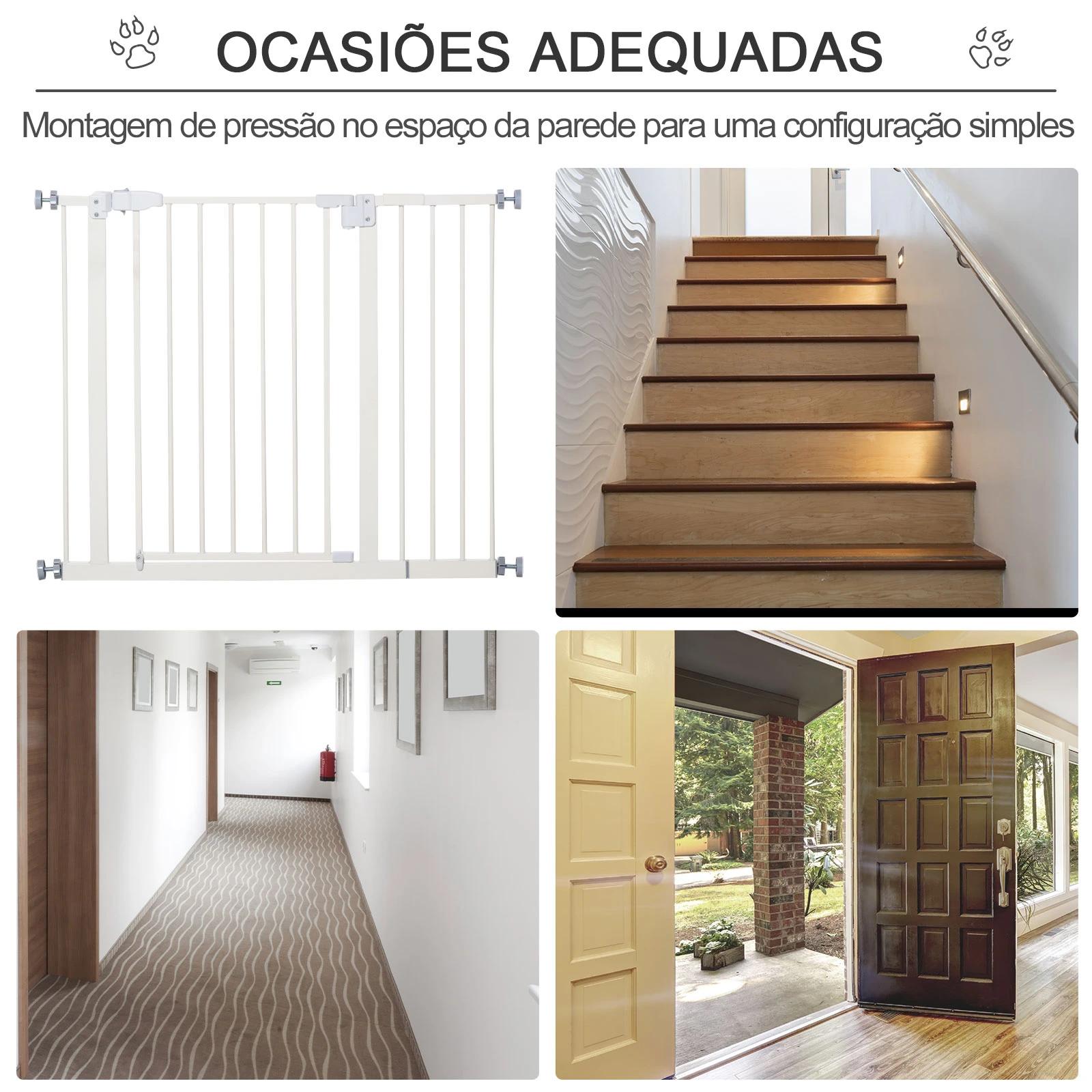 Barreira de Segurança para Animais de Estimação Cães com Extensão de 17,5 cm Sistema de Fechamento Automático 74-97,5x76,2 cm Br