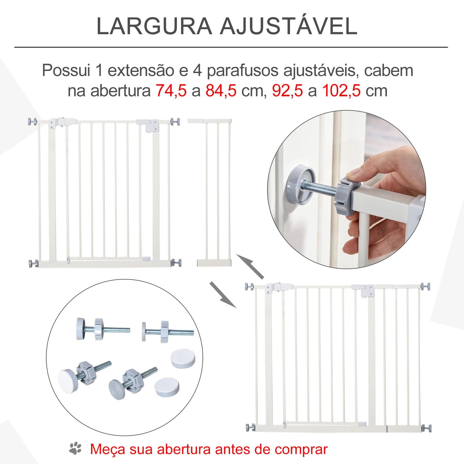 Barreira de Segurança para Animais de Estimação Cães com Extensão de 17,5 cm Sistema de Fechamento Automático 74-97,5x76,2 cm Br