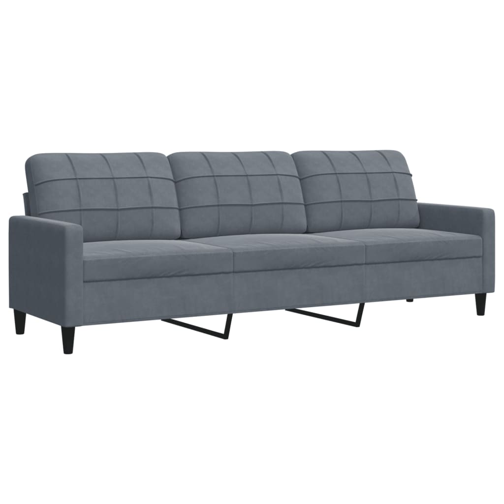 2 Pcs conjunto sofás com almofadões e rolos veludo cinza-escuro