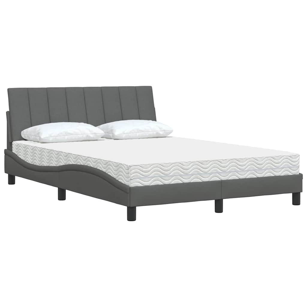 Cama com colchão hanko 140x190 cm tecido cinzento-escuro