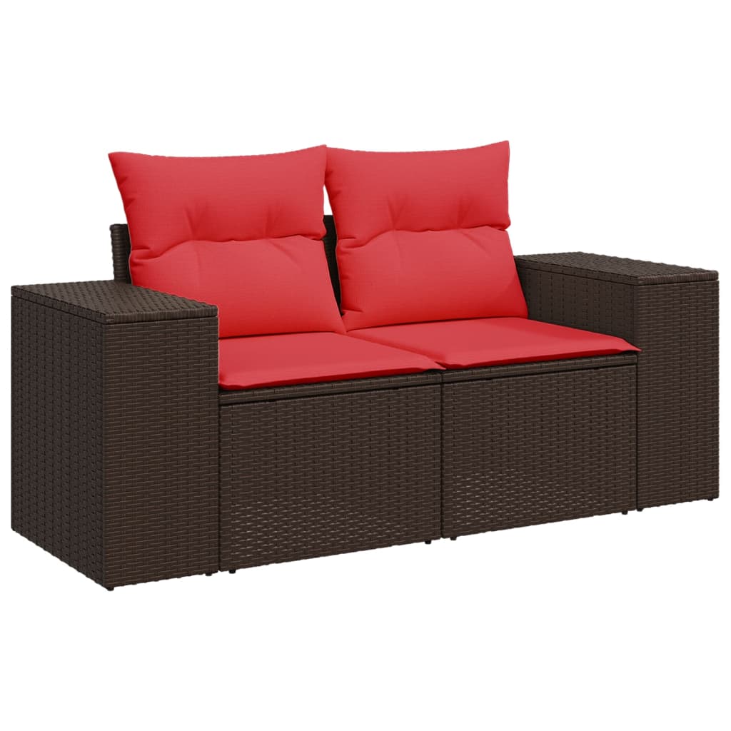 Conjunto de sofá de jardim com 7 peças e almofadas em rattan sintético marrom