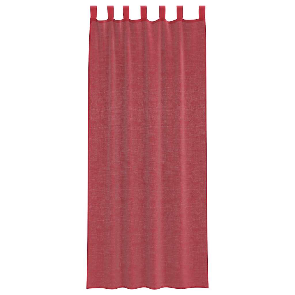 Cortinas de voile com bolsos para varão 2 pcs vermelho tinto