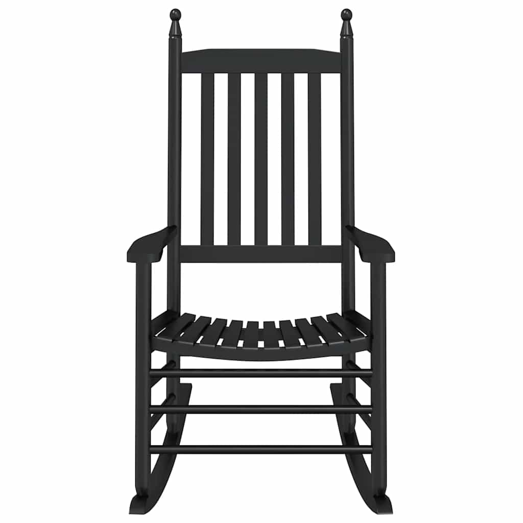 Cadeira de baloiço c/ assento curvado álamo maciço preto