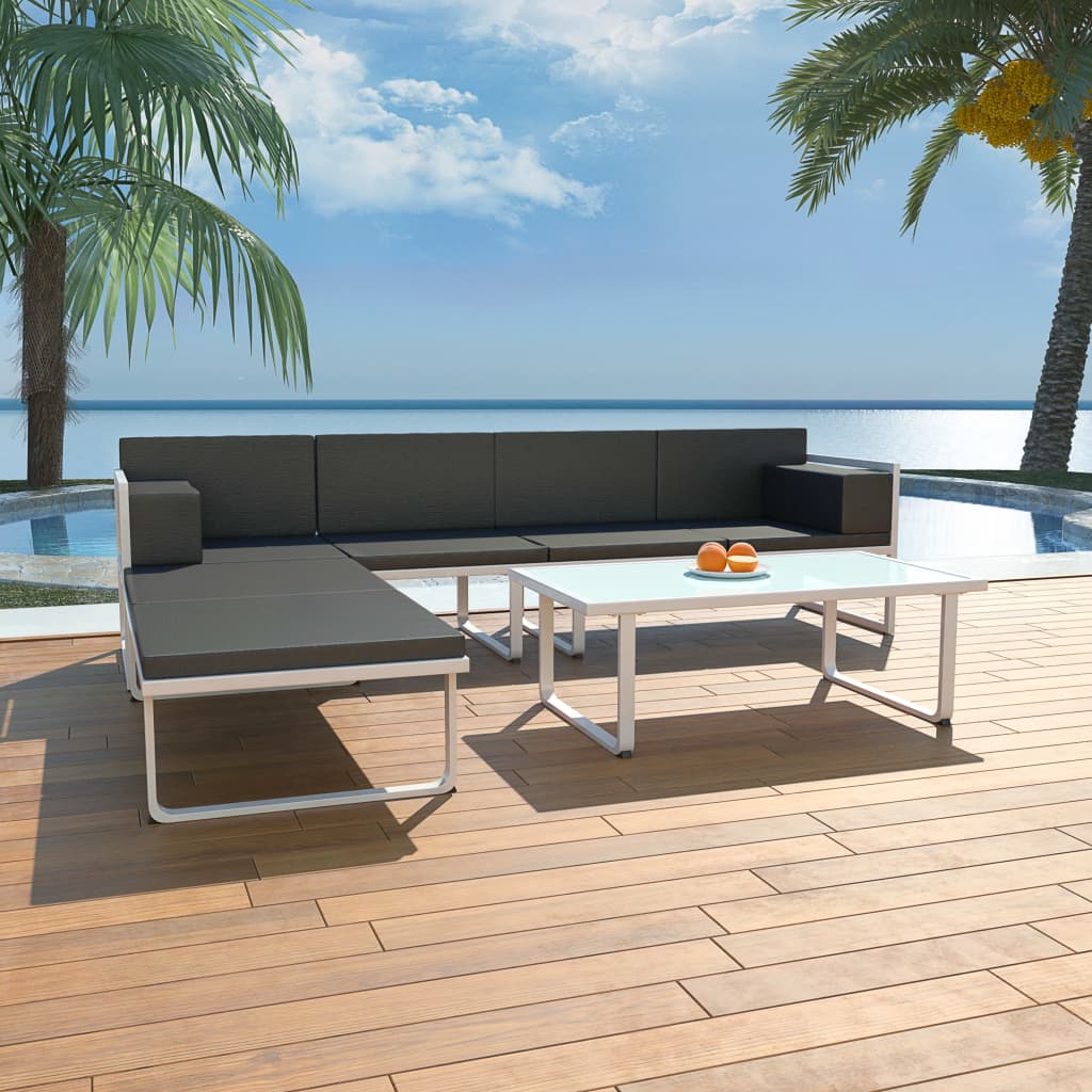 4 Pcs conjunto lounge p/ jardim com almofadas alumínio preto
