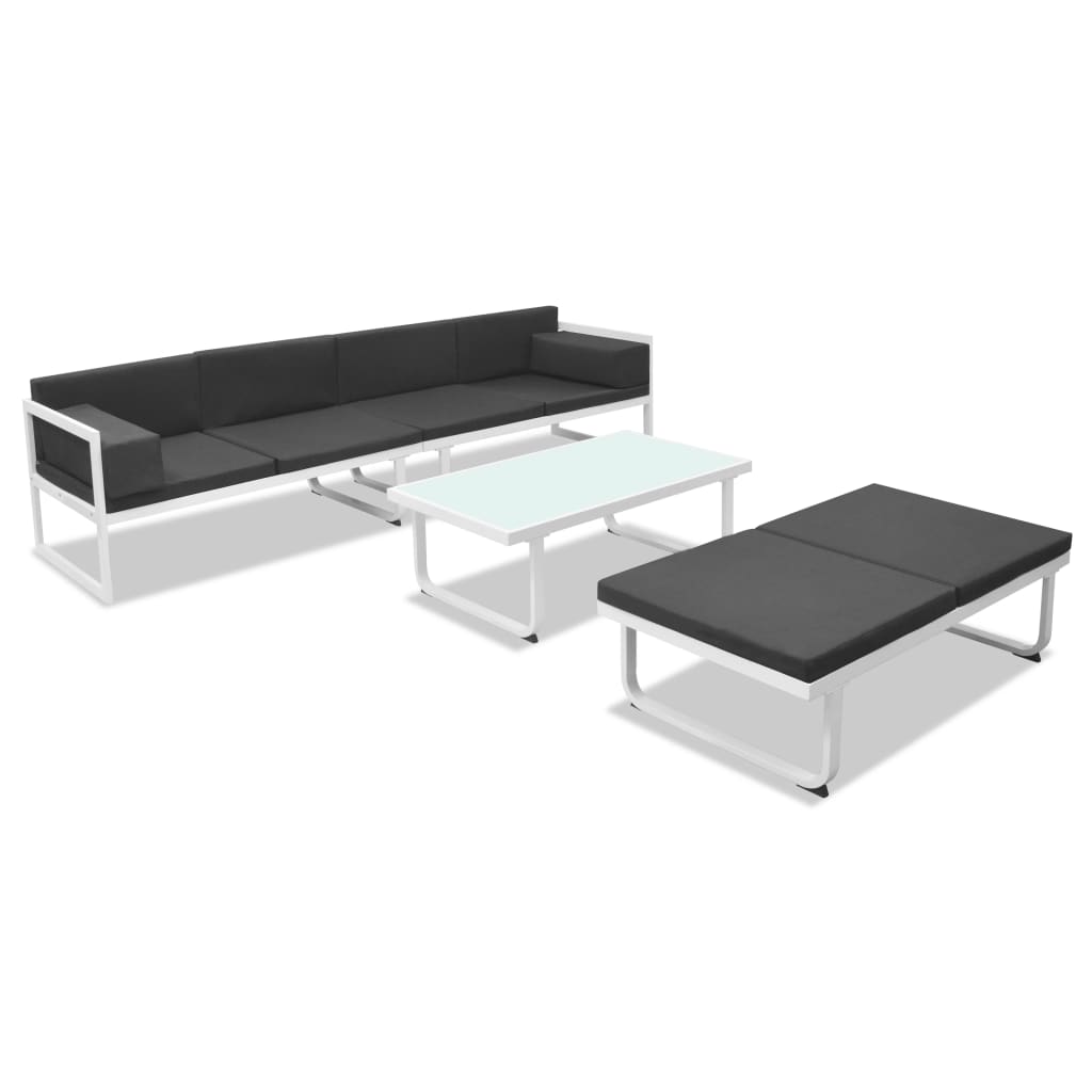 4 Pcs conjunto lounge p/ jardim com almofadas alumínio preto
