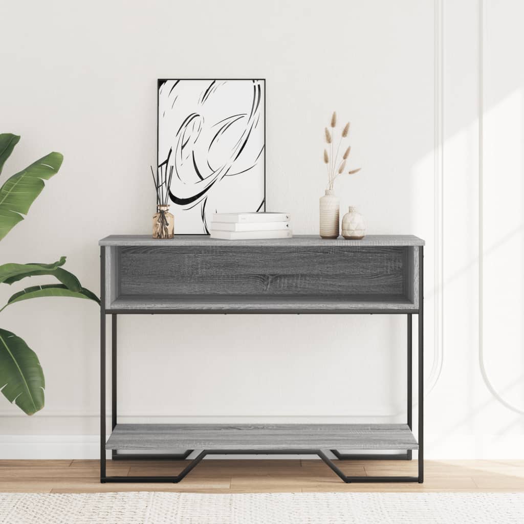 Mesa consola 100x35x74,5 cm derivados madeira cinzento sonoma