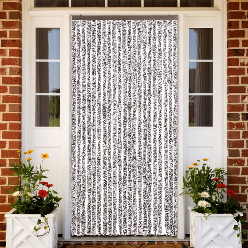 Cortina anti-insetos 90x200 cm chenille castanho e bege