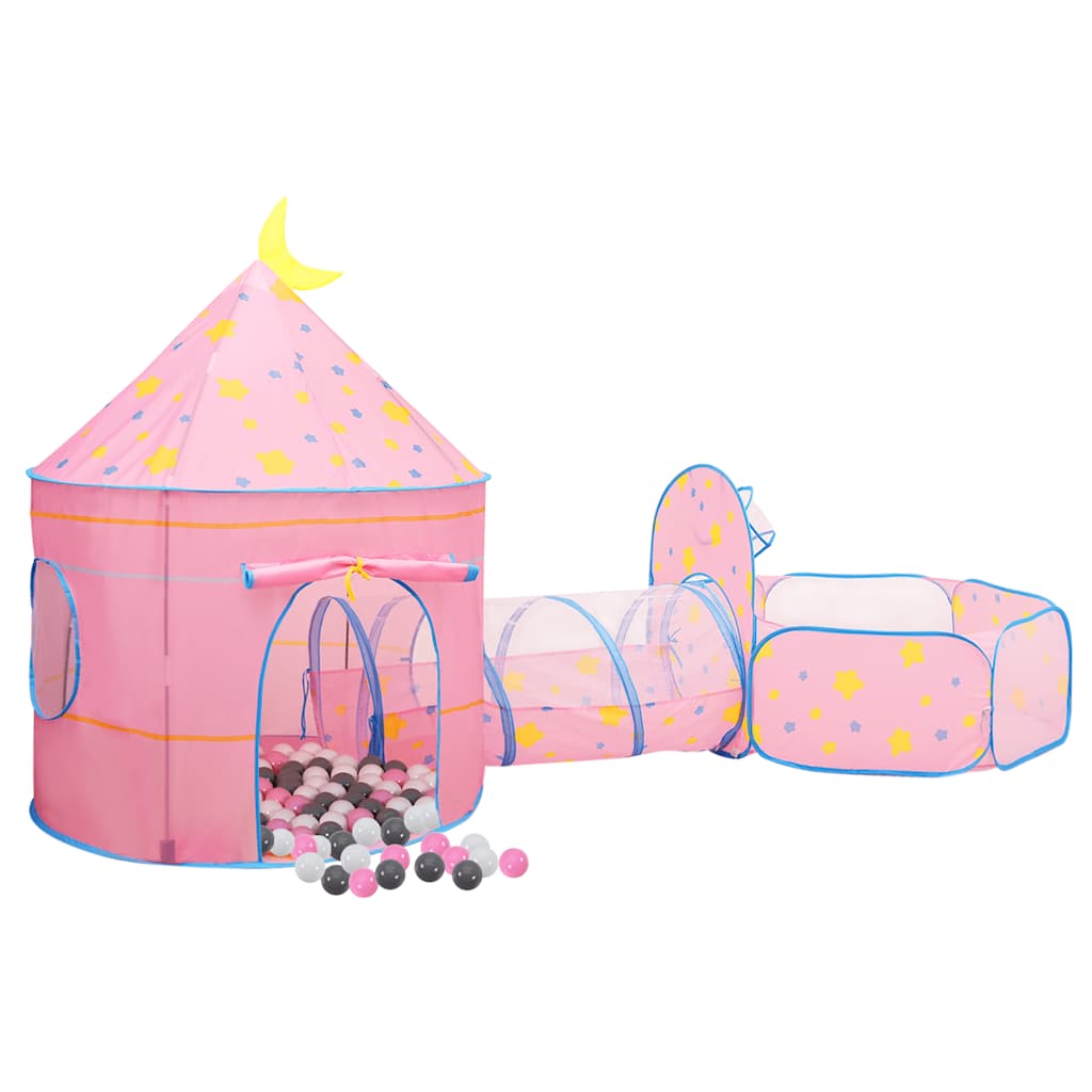 Tenda de brincar infantil com 250 bolas 301x120x128 cm rosa