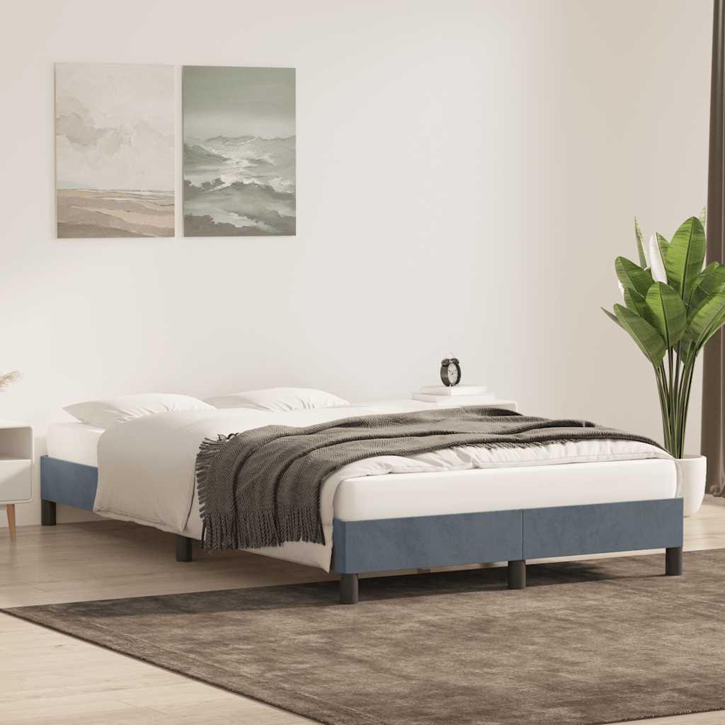 Estrutura de cama sem colchão 120x210 cm veludo cinzento escuro
