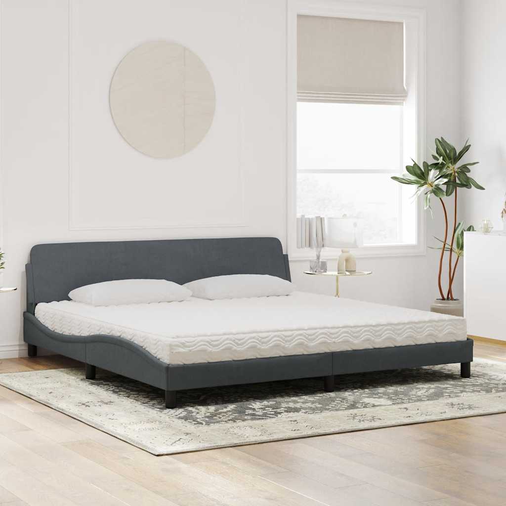 Cama com colchão dover 200x200 cm veludo cinzento-escuro