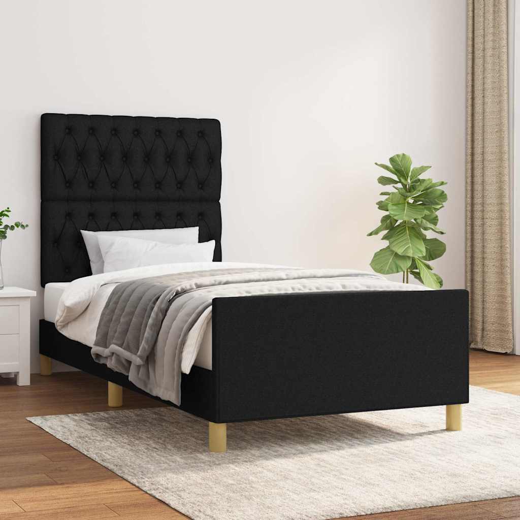 Estrutura de cama sem colchão 100x200 cm tecido preto