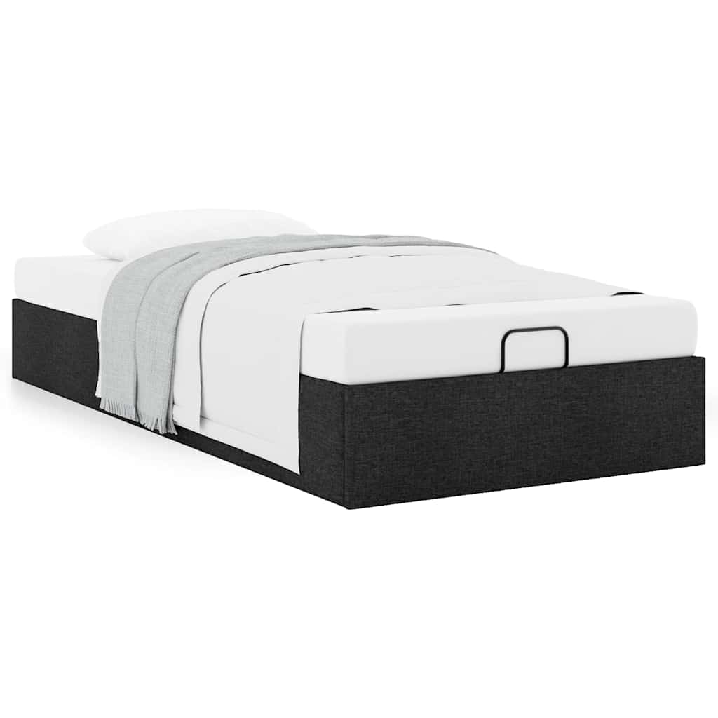 Estrutura de cama otomana sem colchão 90x200 cm tecido preto