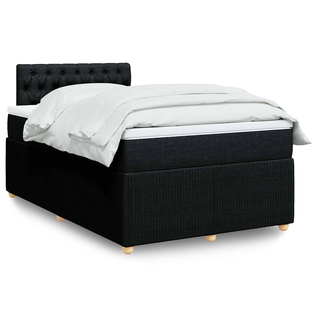 Cama com molas/colchão 120x200 cm tecido preto