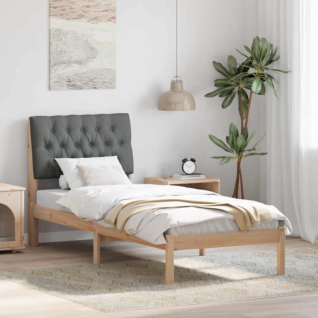Estrutura de cama com cabeceira estofada castanho 75 x 190 cm