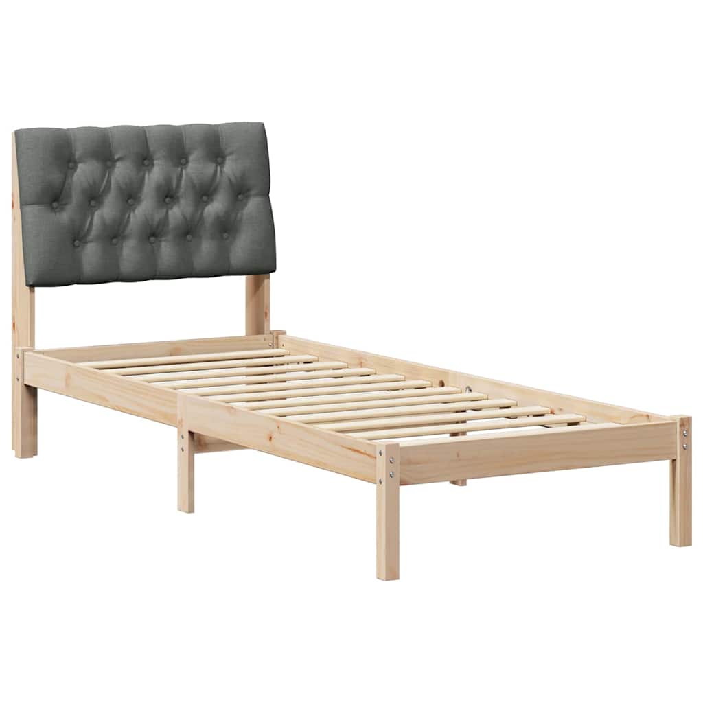 Estrutura de cama com cabeceira estofada castanho 75 x 190 cm