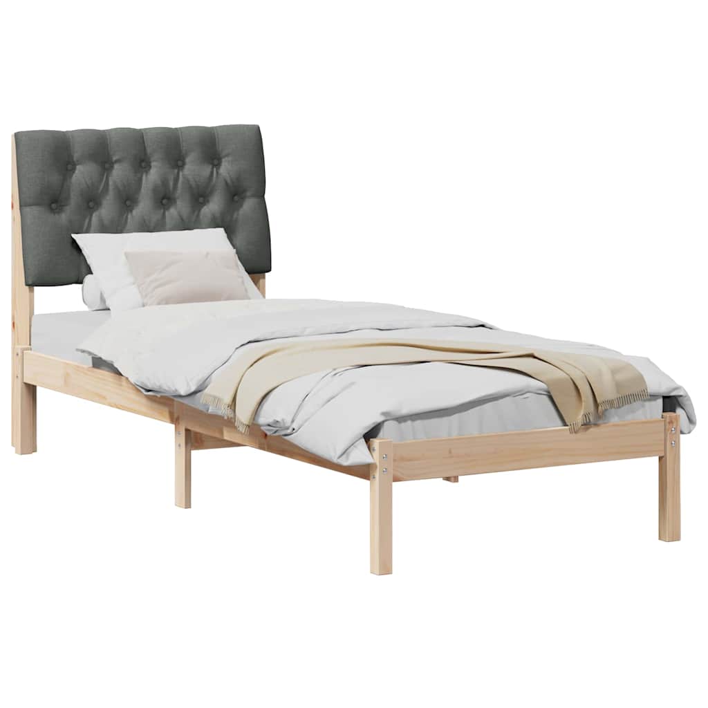 Estrutura de cama com cabeceira estofada castanho 75 x 190 cm