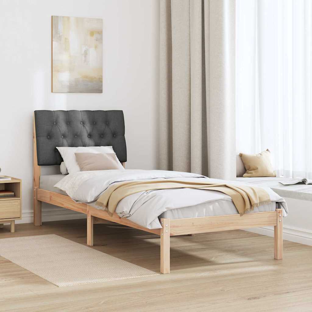 Estrutura de cama com cabeceira estofada castanho 75 x 190 cm