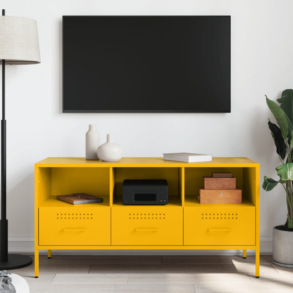 Móvel de TV 100,5x39x50,5 cm aço amarelo mostarda