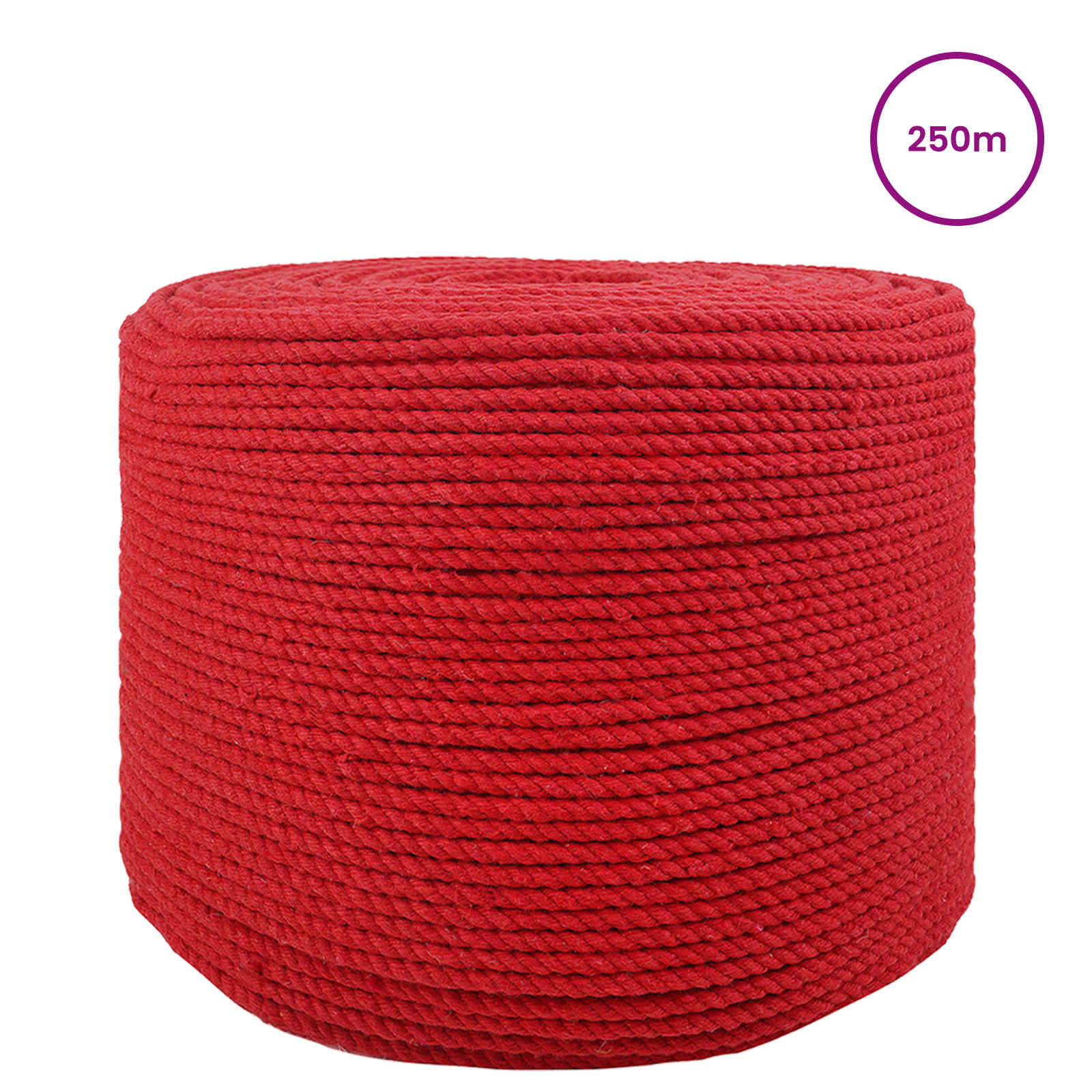 Corda de algodão 8 mm 250 m vermelho 100% algodão