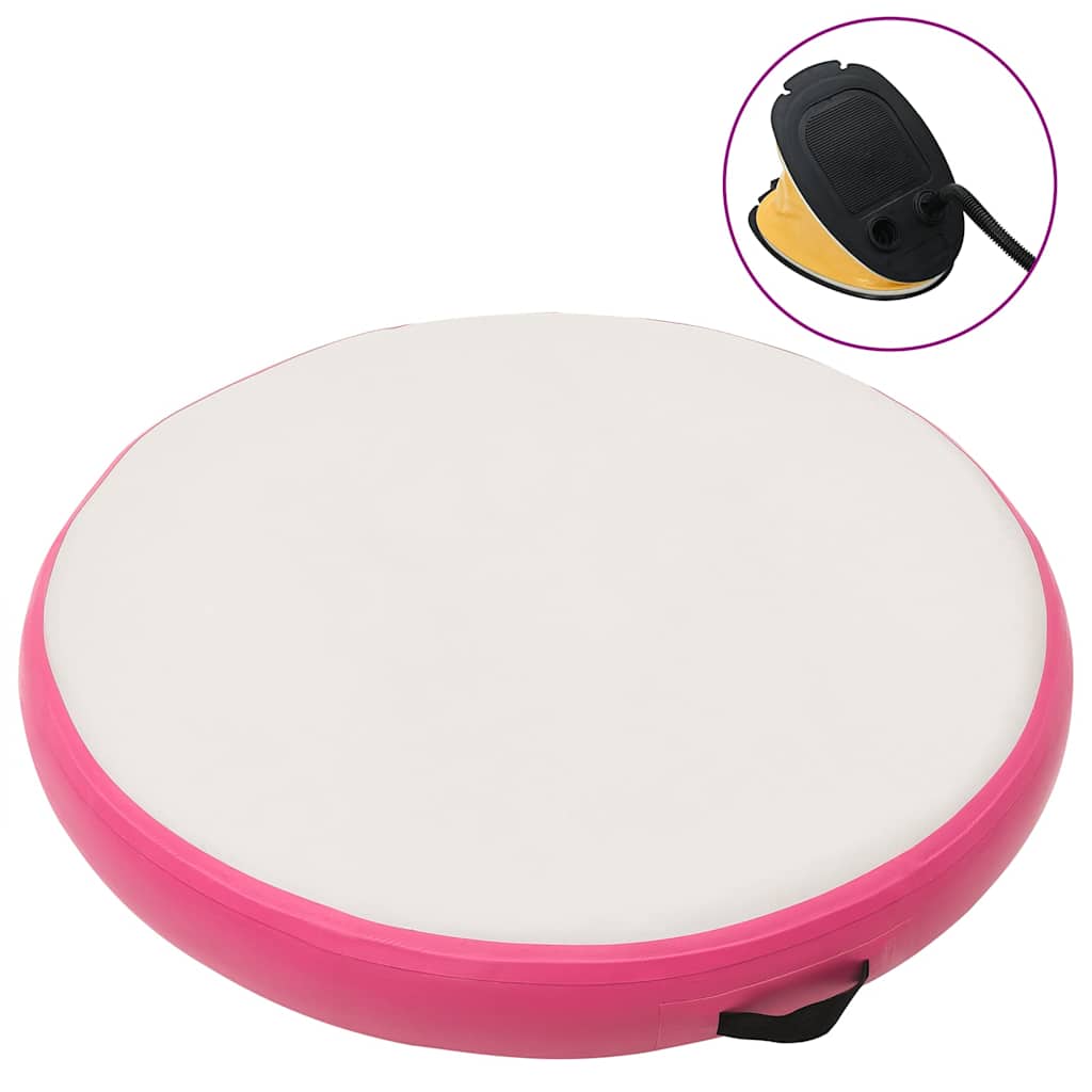 Tapete de ginástica insuflável com bomba 100x100x20 cm PVC rosa