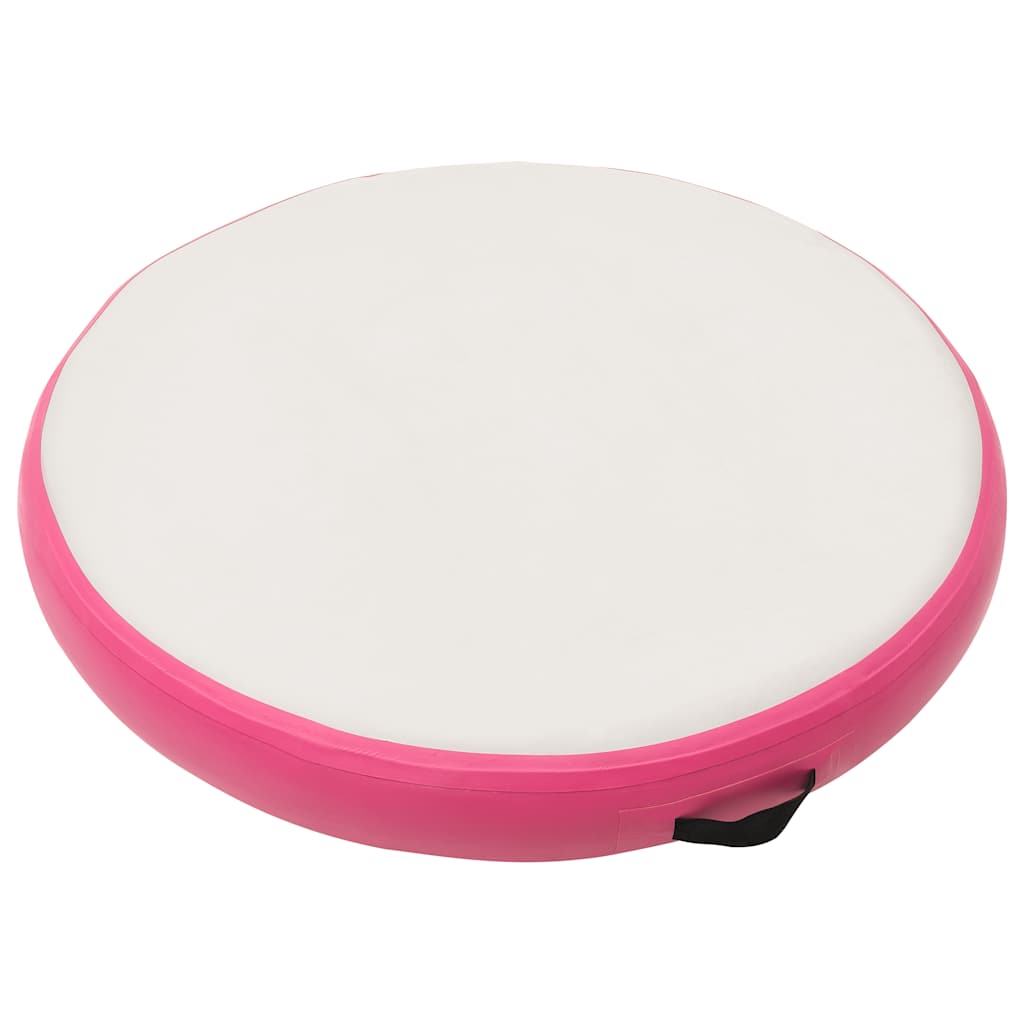 Tapete de ginástica insuflável com bomba 100x100x20 cm PVC rosa