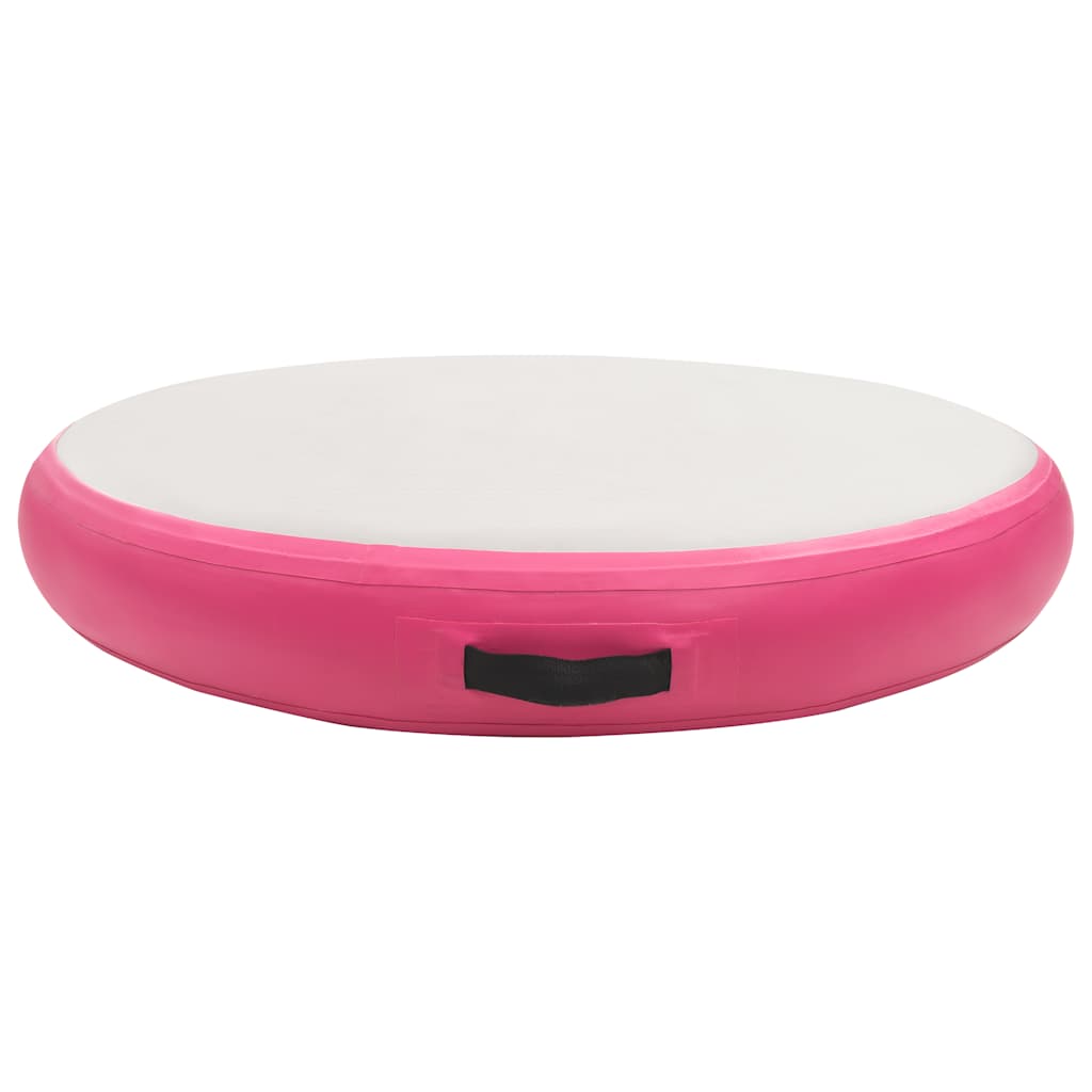 Tapete de ginástica insuflável com bomba 100x100x20 cm PVC rosa