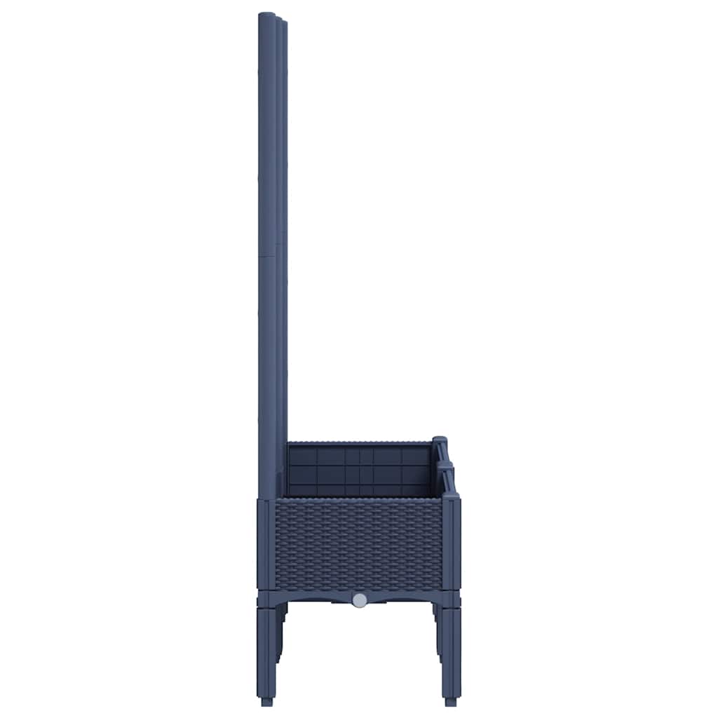 Vaso/floreira de jardim c/ treliça 80x40x142 cm PP cinzento azul