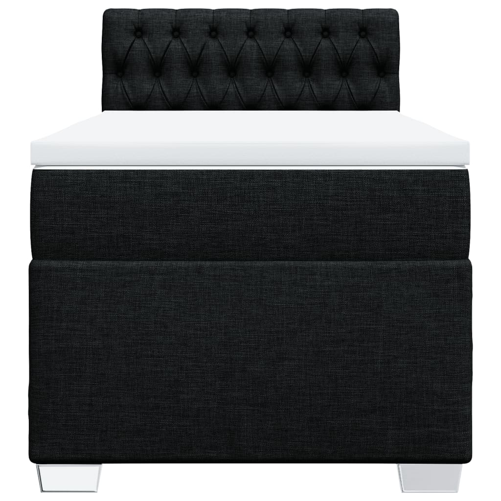 Cama com molas/colchão 80x200 cm tecido preto