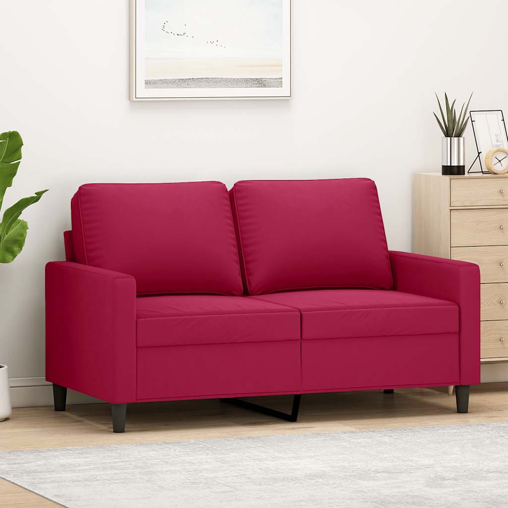 Sofá de 2 lugares veludo 120 cm vermelho tinto